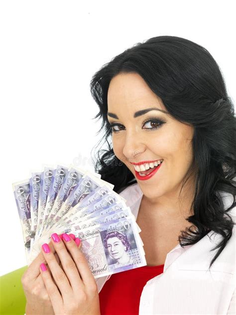 Happy Beautiful Wealthy Young Hispanic Woman Holding Money Editorial