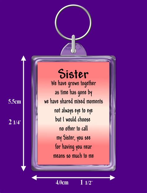 Only month and day are displayed by default. Sister Verse Keyring - Birthday - I Love You - Thank You ...