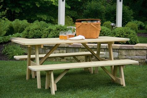 Share Picnic Table W Unattached Benches Plans Jansen
