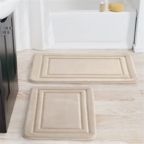 Mainstays 2 Piece Beige Memory Foam Bath Rug Set Available In Multiple Colors