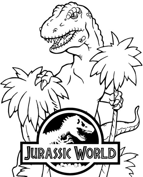 Bratek, gwiazdka, pan konduktor, pan i pani p. Kolorowanka z tyranozaurem z filmu Jurassic World