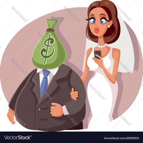 gold digger marrying sugar daddy cartoon vector image