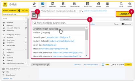Versand Einer E Mail An Mehrere Empfänger Webde Hilfe