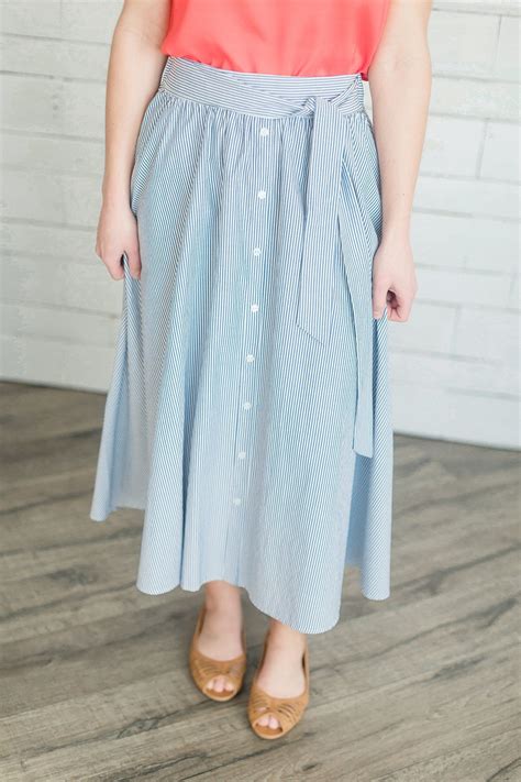 Vintage Striped Modest Midi Skirt | With Tie Sash | Modest outfits, Modest girls dresses, Modest ...