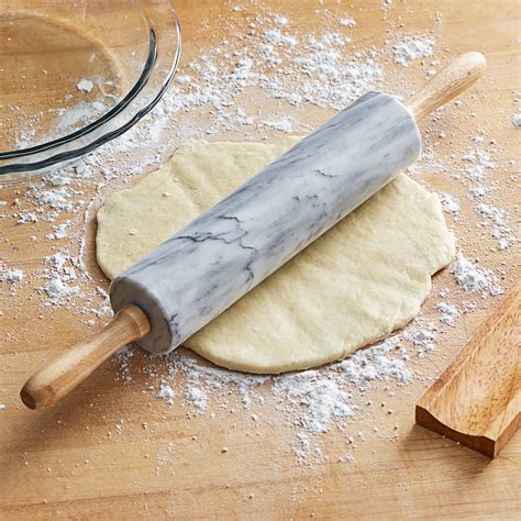 10 White Marble Rolling Pin With Wood Handles And Base