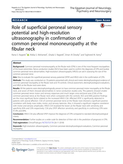 Pdf Role Of Superficial Peroneal Sensory Potential And High