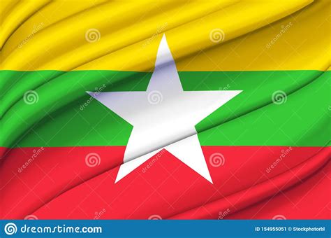 Myanmar Waving Flag Illustration. Stock Illustration - Illustration of ...