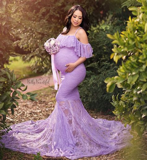 Lace Fancy Women Dress Maternity Photography Props Off Shoulder