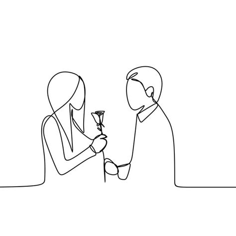 Concept Of Romantic Couple In Love Continuous Line Drawing Vector Illustration Wedding Man