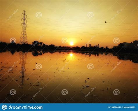 Golden Twilight Sunset Stock Image Image Of Falling 134366651