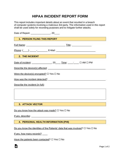 Hipaa Incident Report Form Fill Out And Sign Printable Pdf Template