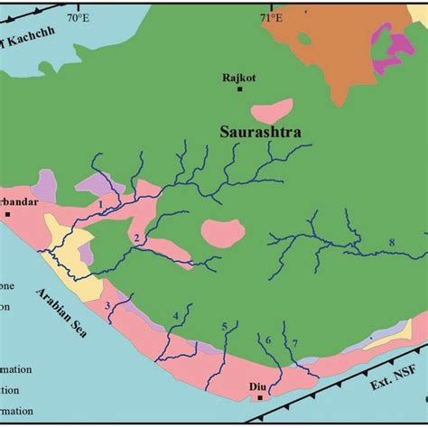 A Location Of Saurashtra In India B Geological Map Of Saurashtra