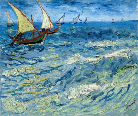 Barcos De Pesca Em Saintes Maries 1888 De Vincent Van Gogh Tela