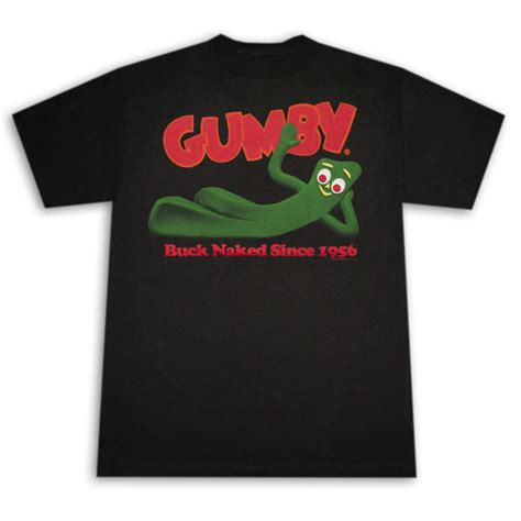 Gumby Buck Naked Since Black Graphic Tee Shirt