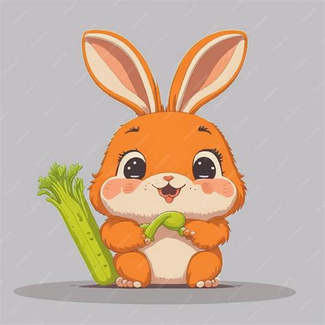 Premium Vector Cute Cartoon Rabbit Holding A Carrot Vector