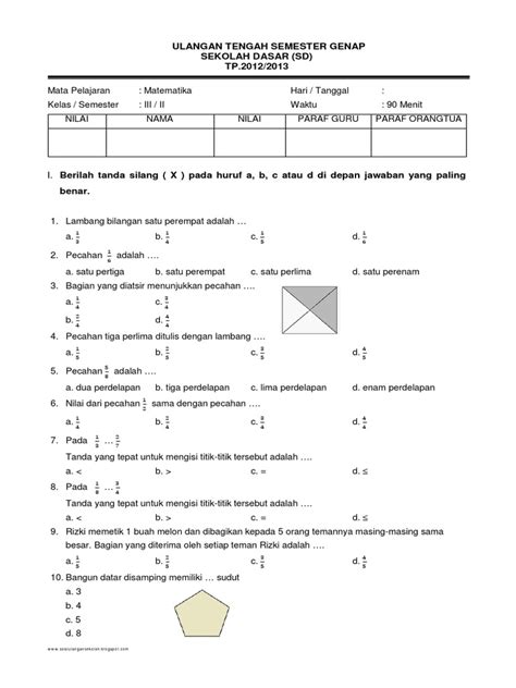 Saya akan bagikan contoh soal pas geografi kelas x semester genap. Contoh Soal Matematika Kelas 4 Semester 2