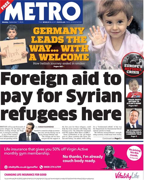 Newspaper Headlines Foreign Aid Diverted To Refugees Open Bbc And