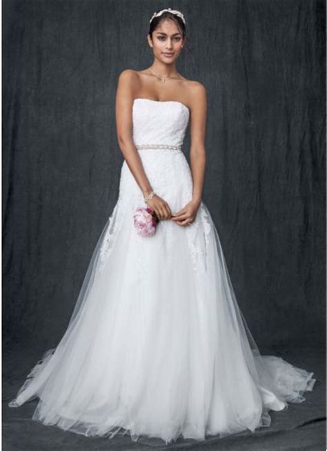 Strapless Tulle A Line Gown With Beaded Appliques Davids Bridal