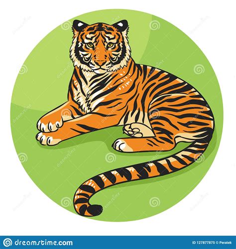 Lying Tiger Vector Hand Drawn Illustration Stock Vector Illustration