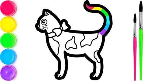 Âlđèš ķĭňğ'š ďŕåwîñg (ali destian nugraha multitalenta) facebook'ta. Menggambar Dan Mewarnai Lucu Kucing Pelangi Berdiri Untuk Anak-anak | Cute cat drawing, Cat ...