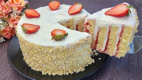 Πρωτότυπο αγαπημένο Κεικ💯 Τούρτα φράουλα 🍓 εύκολη συνταγή👌cake Dessert Youtube
