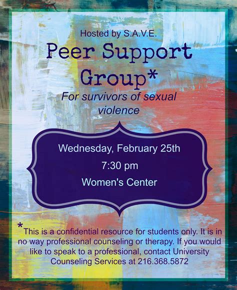 Save To Host Peer Support Group For Survivors Of Sexual Violence