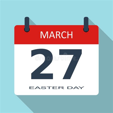 Easter Day March 27 Vector Flat Daily Calendar Icon Date And Time