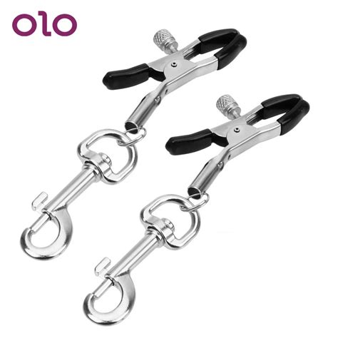 Olo 1 Pair Nipple Clamps Nipple Stimulator Metal Clips Sexy Breast Clamp Female Orgasm Sex Toy