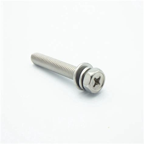 10pcs M6 304 Stainless Steel Metric Thread Cross Recessed Phillips Hex Upset Type Bolt With