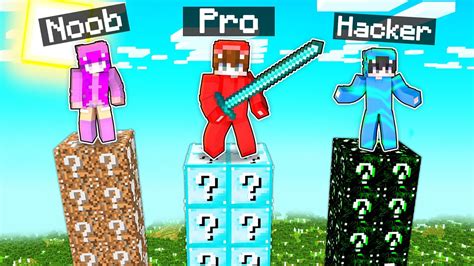 Desafío De Lucky Blocks Noob Vs Pro Vs Hacker Minecraft Youtube