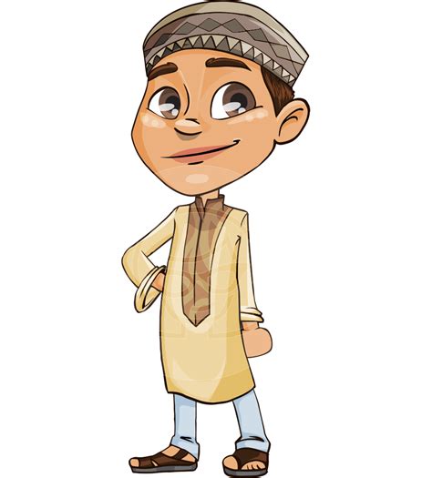 Muslim School Boy Cartoon Vector Character 112 Illustrations