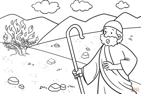 Moses And The Burning Bush Coloring Page Free Printable Coloring Pages