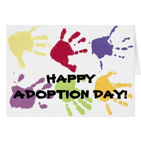 Rewarding them for straight a's in school? HAPPY ADOPTION DAY! childrens hands card | Zazzle