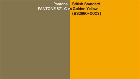 Pantone 871 C Vs British Standard Golden Yellow Bs2660 0003 Side By