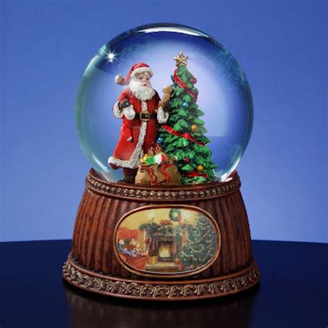 Santa With Tree Musical Snow Globe Plays Here Comes Santa Claus Snow