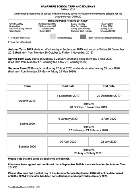 Hampshire School Term Dates — WooltonHill.Com