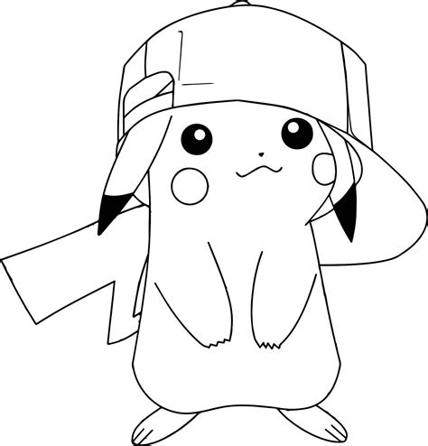 Pokemon Coloring Pages Pikachu Wearing Hat Pikachu Concernant