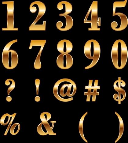 Numbering Icons Shiny Golden Decoration Vectors Stock In Format For