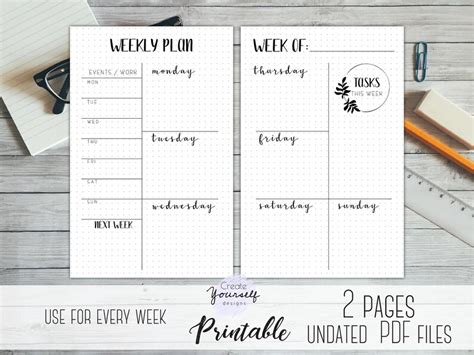 Bullet Journal Printable Printable Planner Weekly Planner Etsy
