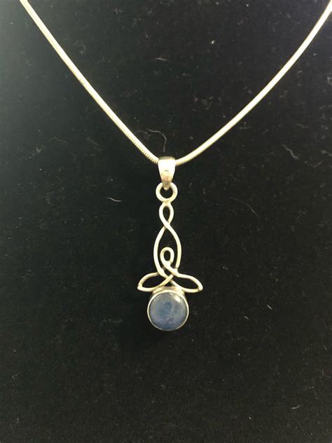 Blue Stone Pendant Sterling Silver Necklace Etsy