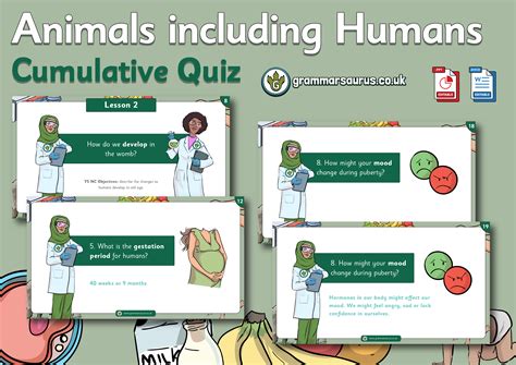 Year 5 Science Animals Including Humans Cumulative Quiz Grammarsaurus