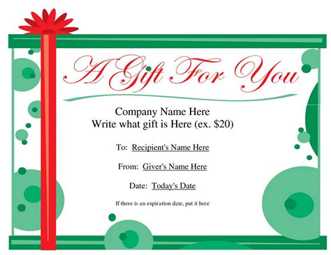 Printable Downloadable Gift Certificate Template Free Printable Templates