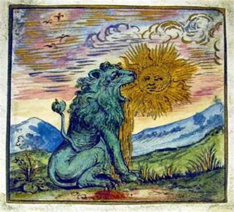 Strange Islands — A Green Lion Eating The Sun From A Woodcut In An