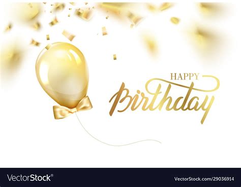 Happy Birthday Card Template With Golden Foil Confetti And Glitter Gold