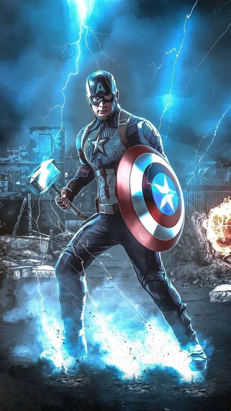 Captain America With Thors Hammer Wallpapers Wallpaper Cave