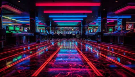 Glowing Neon Lights Illuminate Futuristic Nightclub Stage Generated By