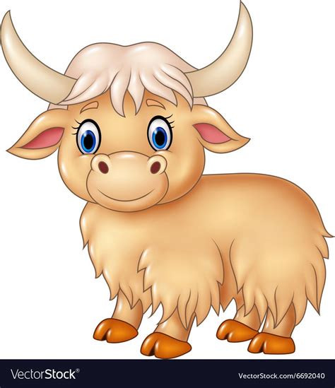Cartoon Cute Yak Isolated On White Background Vector Image Cute