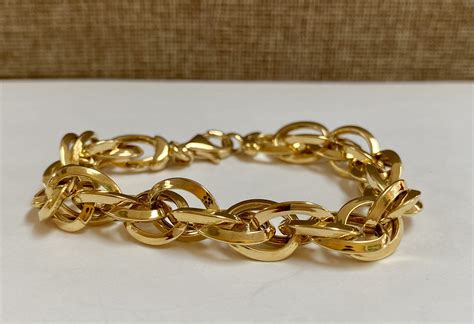 Italy 925 Sterling Silve Gold Plated Hollow Chain Bracelet By