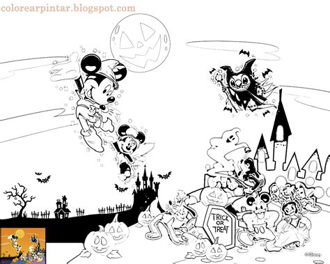 Dibujos - Fondos de escritorio - Imagenes: Mikey en halloween para colorear