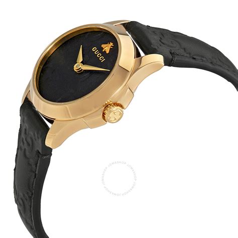 Gucci G Timeless Black Dial Black Leather Ladies Watch Ya126581 G